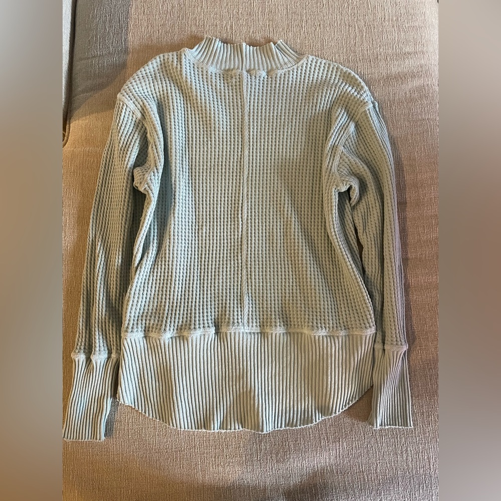 T.La Relaxed Mock Neck Waffle Top (Anthropologie), Size XSmall, Mint Color